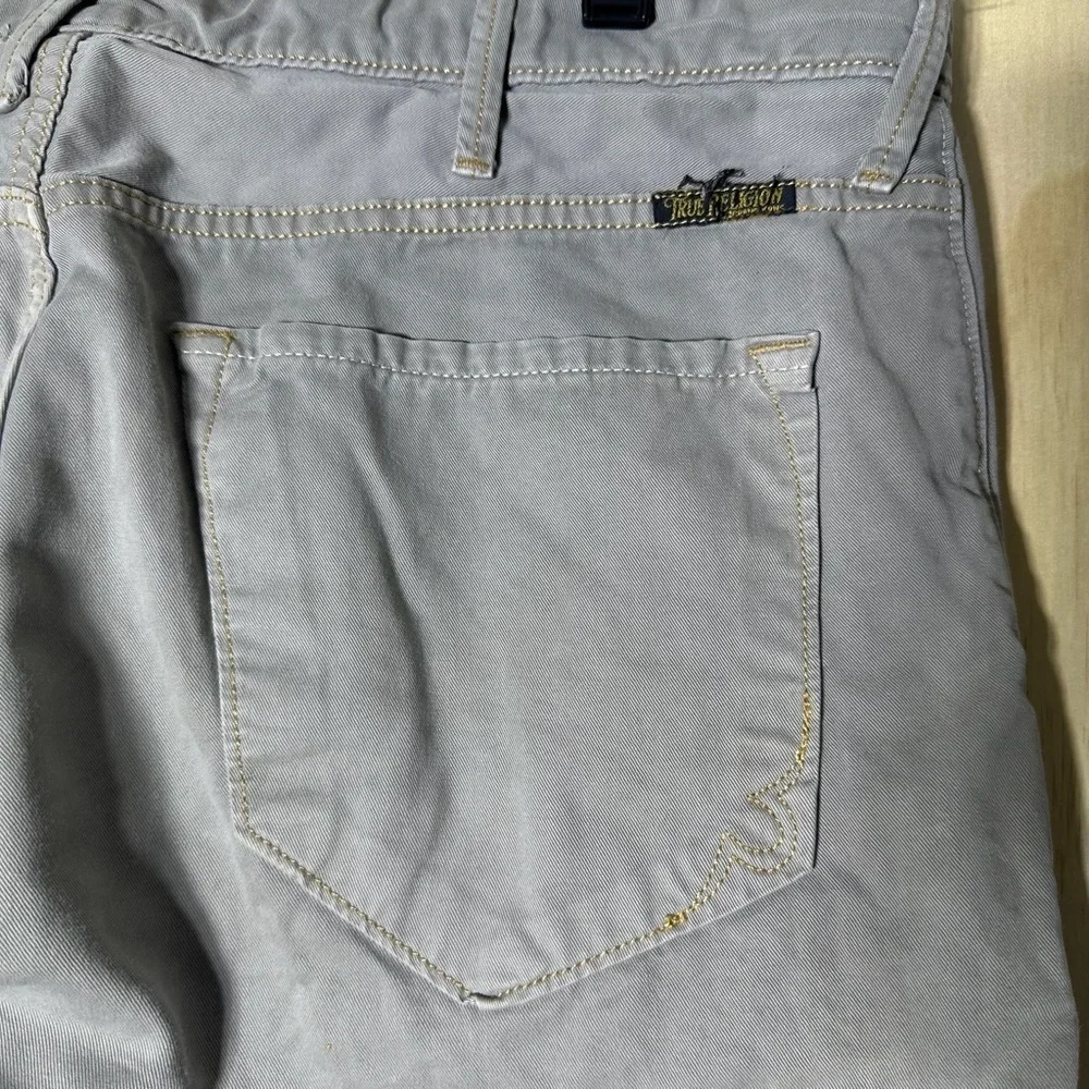 True Religion Rocco Tailored‎ Overdye Twill Jeans Pants Gray Button Fly 32X32